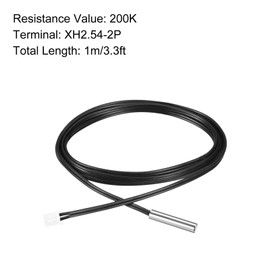 Rebower NTC Thermistor Probe 200K 3.3ft Waterproof Stainless Steel Temp Sensor Probe, [for Digital Temperature Transmitter]
