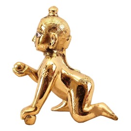 Shilpkari Laddu Gopal Ji Statue, Gopal ji Idol, Pure Pital Ashtadhatu Deity Ornament Laddu Gopal Petal Murti of Laddu Gopal Ji, Bal Gopal Ji Statue for Home Decoration (Size - 3)