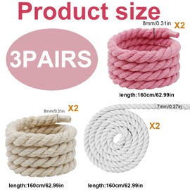 PMELCXD Premium Round Shoelaces, Thick Shoelaces, Fashionable Pink Shoelaces - Wide 160 cm Shoelaces in Set of 3, Pink, White and Beige Shoelaces - Rope Laces for Sports and Leisure Shoes, black