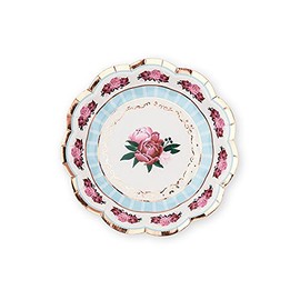 Weddingstar Small Round Disposable Paper Party Plates - Modern Floral Tea Party - Set of 8