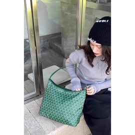 Luxury Totes bag Women bag Genuine leather hobo zipper Single shoulder Highest quality shoulde tote single-sided Real handbag - Color: green