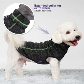 cyeollo Dog Sweater Fleece Jacket High Collar Pet Vest Doggie Turtleneck Lightweight Pullover Cozy Jackets Dog Clothes with Leash Hole for Small Dogs, Grey Small