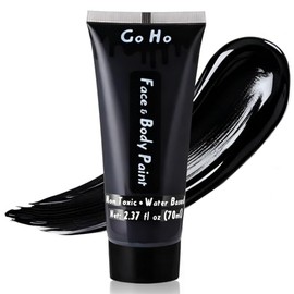 Go Ho Pintura corporal negra lavable (2.37 oz/pieza), pintura facial crema a base de agua, maquillaje de esqueleto de calavera y payaso, pintura corpo