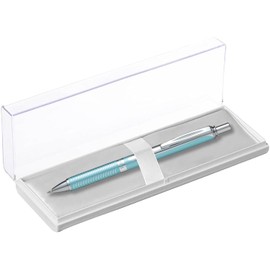 Pentel Energel Metallic Liquid Gel Pen 0.7mm Medium Nib Aquamarine Barrel Black Ink In a Premium Case (BL407LS-PBOX)