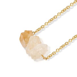 Jeulia Natural Stone Healing Necklace: Women's Crystal Rock Quartz Pendant Gemstone Necklace Spiritual Energy Stone Natural Quartz Jewellery Anniversary Christmas Gift, Stainless Steel