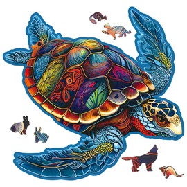 Sea Turtle Wooden Jigsaw Puzzle - 174 Pieces for Adults & Kids - 16.5"x12" Educational Unique Animal Shaped Puzzles Toy for Family Bonding, Gifts for Puzzle Lovers, Family