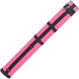 Action 34" Long Pool Cue Hard Carrying Case - Holds 2 Butts & 2 Shafts, Separate Molded Tubes, Large Zippered Accessory Pockets, Adjustable 1" Vinyl Carrying Strap, Fits up to 32" Shaft or Butt, Pink