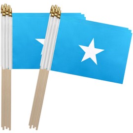 TSMD Somalia Stick Flag Somali Small Mini Hand Held Flags,5x8 Inch,12 Pack