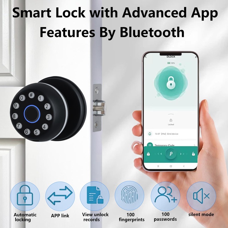 Smart Door Lock - 4-in-1 Keyless Entry Door Knob with