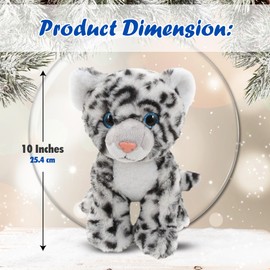 Plushland 10 Inch Snow Leopard Stuffed Animal Plush Toy,Cuddles Toy Best Gift for Kids,Home and Car Decor (Snow Leopard)