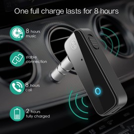ORIA Bluetooth Receiver for Car, Bluetooth Aux Adapter, 2 in 1 Wireless Bluetooth Transmitter Receiver with Dual Device Modes Connection, 3.5 Aux Port for Car, Speakers