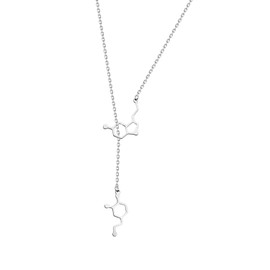 Pendant Necklace Molecule Dopamine Molecules Lariat Y Necklace Molecular Structure Science Geek Jewelry Chemistry Lovers Gift, Stainless Steel