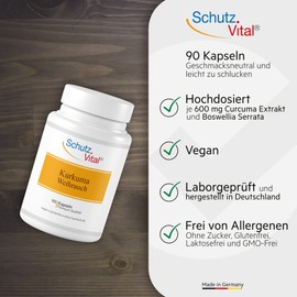 Turmeric Frankincense Capsules - Comparison Winner - 600 mg Each Curcuma Extract & Boswellia Serrata (Frankincense Extract) - 90 Curcumin Capsules High Dosage, Vegan, Laboratory Tested & Produced in Germany