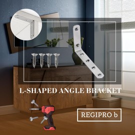 Regipro b Stainless Steel Angle Brackets, Set of 4, 4.9 x 3.0 inches (125 x 75 mm) with Screws