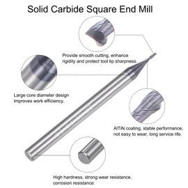 sourcing map 4pcs 1mm Dia 4mm Shank Square Nose End Mill 2 Flutes HRC45 Carbide AlTiN Coated CNC Router Bits Cutter Tools for End Milling CNC Machining