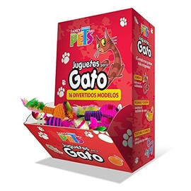 Fancy Pets Juguetes para Gato con Sonido y Plumas, Set de 48 Piezas con Diferentes Diseños, Texturas y Materiales, Estimulan Instinto de Caza