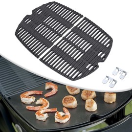 YOUFIRE Cooking Grates for Weber Q200, Q220, Q2000, Q2400 Series Gas Grills, Porcelain-Enameled Cast Iron Grill Grates Replacement Parts for Weber 396000, 396001, 7645, 65811, 69935