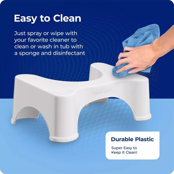 the Original Bathroom Toilet Stool, 7 Inch Height, White