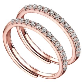 Aimery 2-Pack Adjustable 14K Gold Plated-oura stacking ring for Oura Gen 4/Gen 3，Cubic Zirconia Simulated Diamond Oura Ring Stack for Women (RoseGold)