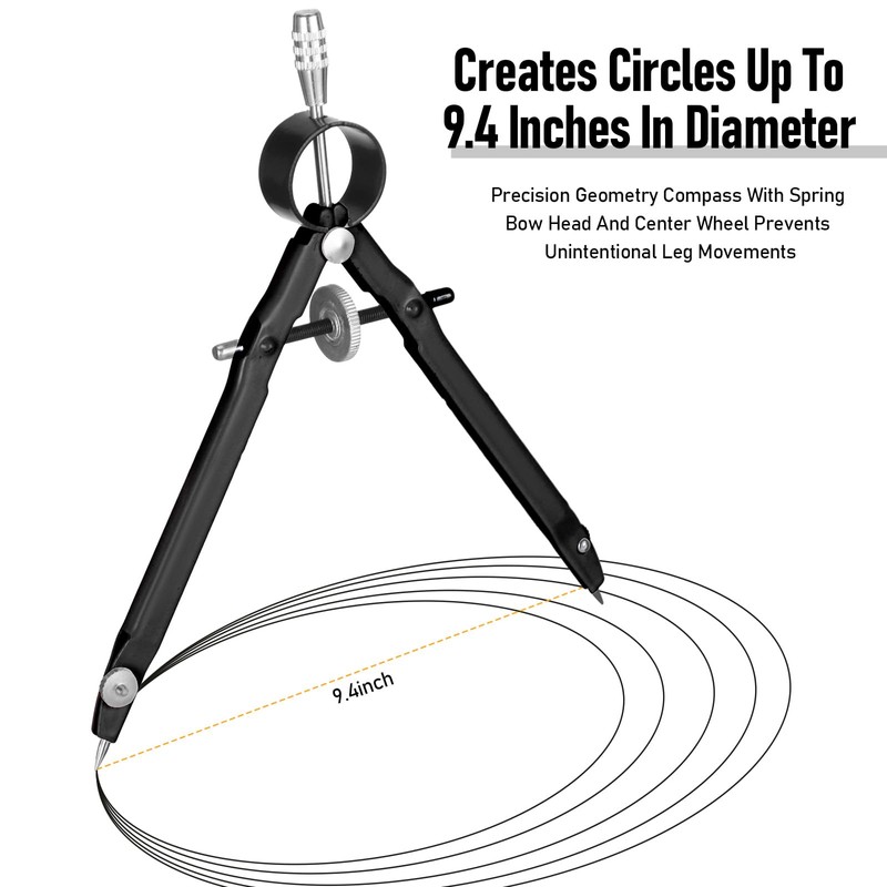 EBOOT Student Geometry Math Set, Metal Drawing Compass and 6