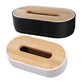 Ipetboom 2pcs Elegant Bamboo Tissue Box Retro Napkin Container for Home Office Stylish Desktop Organizer Compact Design for Easy Tissue Access Modern Classic