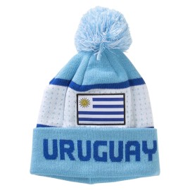 Icon Sports Uruguay Flag Soccer Knit Hat Pom Beanie Adult Size White Blue Uruguayan Gift