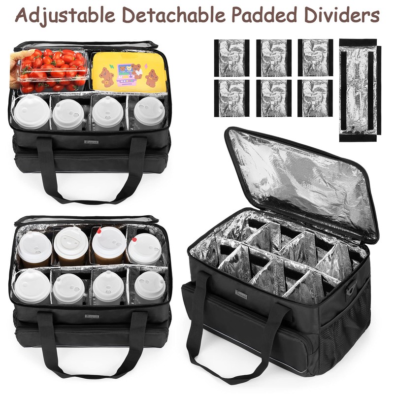 Trunab Reusable 8 Cups Drink Carrier for Delivery with Adjustable