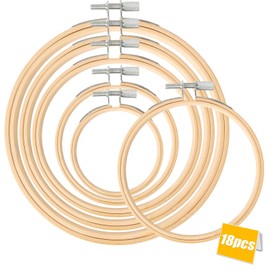 Pack of 18 bamboo embroidery hoops, 6 sizes (8-10-13-15-18-20 cm)
