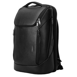 lenzn Durable Leather Laptop Business Backpack Perfect for Men & Women, Work Backpack Fits 15.6 Inch, Premium Quality Travel Bag with USB Charging Port, Water-Resistant, Bookbag with Multiple Pockets