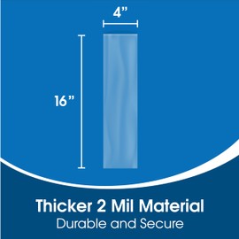 Spartan Industrial - 4” X 16” (100 Count) 2 Mil Heavy Duty Flat Open End Clear Plastic Poly Bags - For Packaging Beauty Supplies, Leis, Office Supplies (Bags DO NOT Have Seal & DO NOT Have Prints)