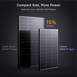 N-Type 16BB 100 Watt Solar Panel, Compact 12V 100W Solar Panel, 25% High Efficiency Monocrystalline PV Modules, Ideal for RV, Trailer, Camper, Van, Marine, Rooftop, Home, Off-Grid (100w Single Panel)