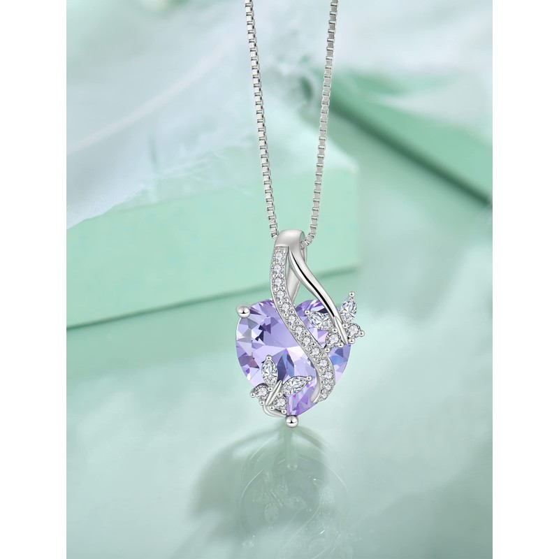 Vesitim Infinite Heart Pendant Sterling Silver Butterfly Necklace Created Alexandrite