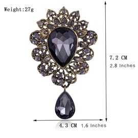 FAIRYGATE Lapel Pins for Men Womens Brooches Art Deco Black Gift Diamante Crystal Brooch Badge Breastpin Corsage Pin，B3726