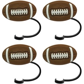 4Pcs Silicone Straw Cover Cap Cartoon Rugby Straw Topper Reusable Drinking Straw Tips Lids Portable Dust Proof Straw Plug for 7-8 mm Straws Reusable Drinking Straws