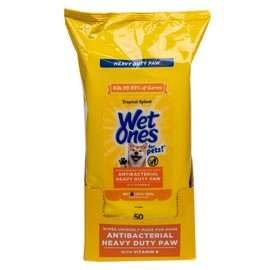 Wet Ones for Pets Antibacterial Dog Paw Wipes, Tropical Splash, 50 Count
