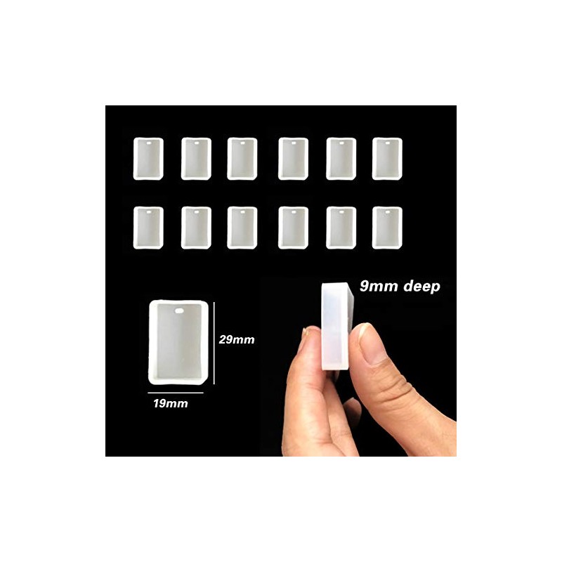 TuNan 20pcs Rectangular Jewelry Casting Molds, Silicone Pendant Resin Molds