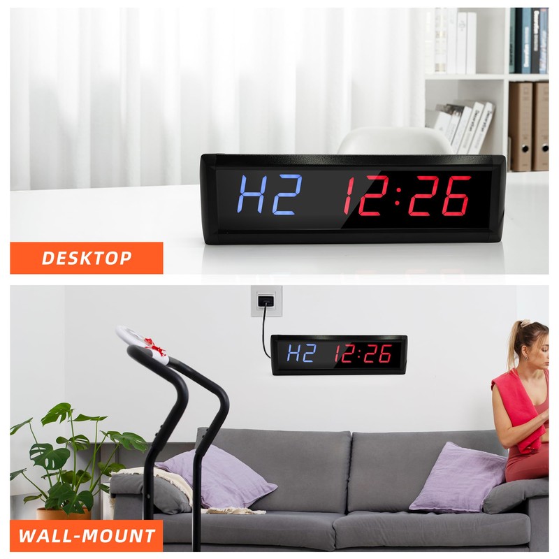 Large Gym Timer,LED Interval Timer Count Down/Up Clock Stopwatc 12/24