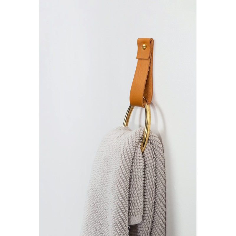 KEYAIIRA - Medium Leather Wall Hook, wall hanging strap towel