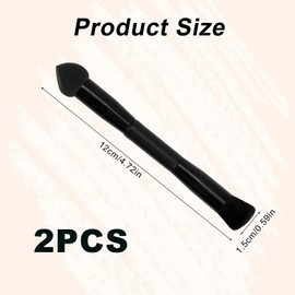2 Stk Doppelseitige Haaransatzpuderpinsel, Schwarze Make-up-Pinsel mit Schwammkopf und Nylonborsten für Haarkonturierung und Ansatzkorrektur