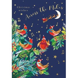 Abacus Cards Across the Miles Christmas Card - Christmas Carol Robins Embossed with Foil Details - Eco-Friendly and Recyclable
