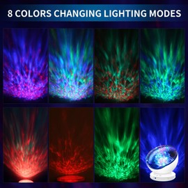 ARTINABS Ocean Wave Projector, LED Starry Sky Projector with Remote Control, 6 Nature Sounds, 7 Modes Projector, Timing Night Light, Music Player for Children, Adults, Bedroom, Home Cinema, Party