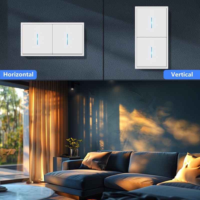 BSEED Flush-Mounted Light Switch, Button Switch with Plug-In Terminal, Single