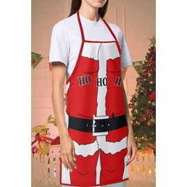 Rayson Aprons Christmas Adjustable Bib Apron Chefs BBQ Apron for Men Women Cooking Apron Red Christmas Party, Hohoho