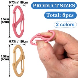 HINZIC 8pcs Anti Theft Zipper Locks, S-Shape Dual Opening Theft Deterrent Clasps, Zipper Clips Replacement for Backpacks Luggage Clothing Traveling Outdoor Sports- Dark Pink & Orange Grey