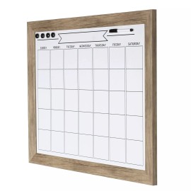 DesignOvation Beatrice Framed Magnetic Dry Erase Monthly Calendar, 23x29, Rustic Brown