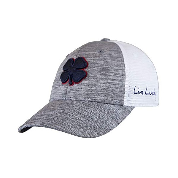 Black Clover Perfect Luck 1 Flex Cap, Navy/Red/Heather Charcoal/White Mesh (S/M)