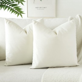 JOTOM Soft Velvet Decorative Throw Pillow Covers 22x22 Inch Solid Cushion Covers 55x55 cm Cushion Case Square Pillow Cases for Couch Sofa Living Room Bedroom Home Decor Set of 2 (Cream White)