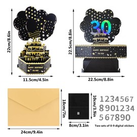 UYUYong Geburtstagskarte 30. Jahrgang 18. Jahrgang Schwarzes Gold Grußkarten Pop Up Geburtstag Geschenk 3D Popup Karten mit Umschlag für Mann Freund Vater -Enthält Zahlen 0-9 Alle Altersgruppen