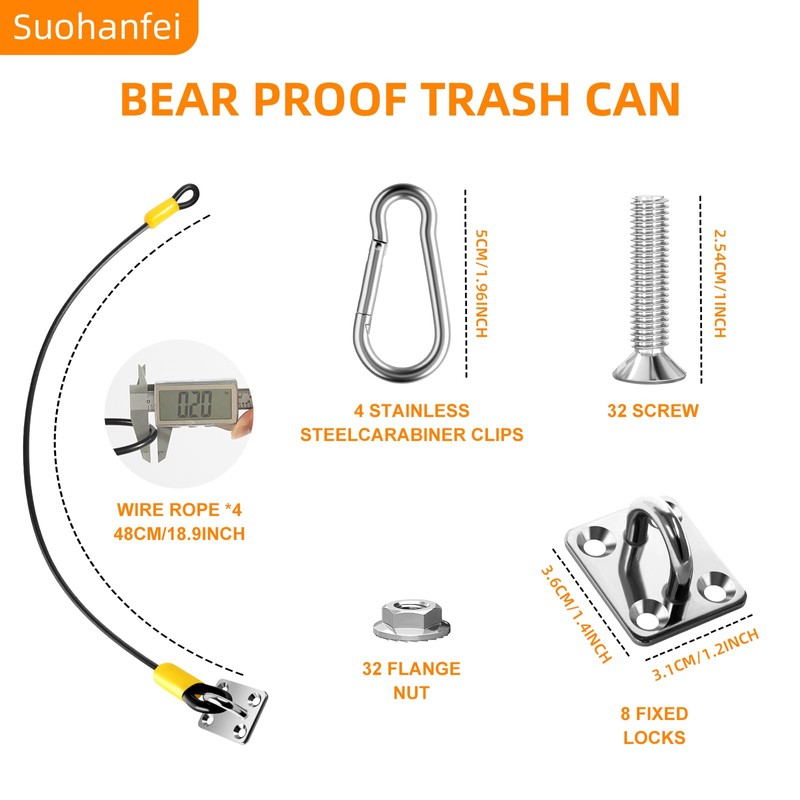 4 Pcs Trash Can Lid Lock for Animal, Bear Proof