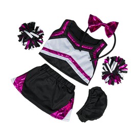 Metallic Hot Pink & Black Cheerleader Teddy Bear Clothes Fits Most 14"-18" Build-A-Bear & Make Your Own Stuffed Animals